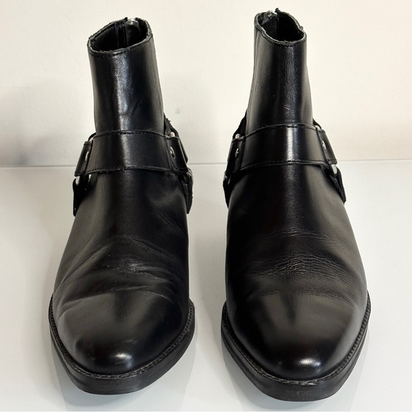 ASOS DESIGN Men’s Cuban Heel Black Leather Harness Boots 10 / EU 43 / UK 9 - Picture 7 of 13